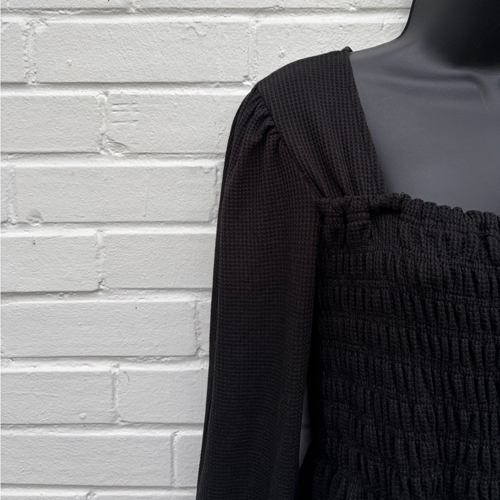 Altar’d State Waffle Knit Long Sleeve Smocked Peasant Top, SZ L EUC - Picture 3 of 6